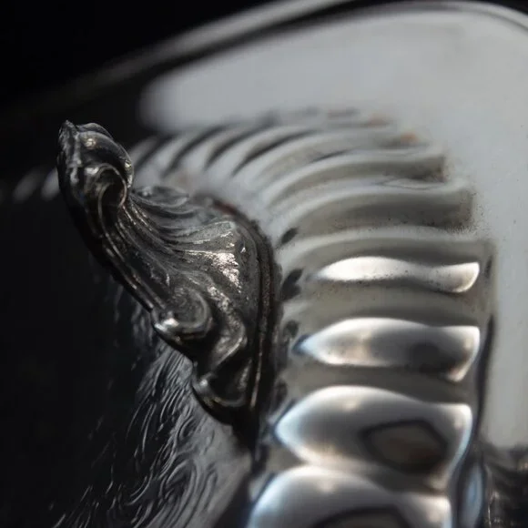 Silver Plated Serving Tray With Intricate Engraving & Handles | Leonard Silver - Picture 9 of 11